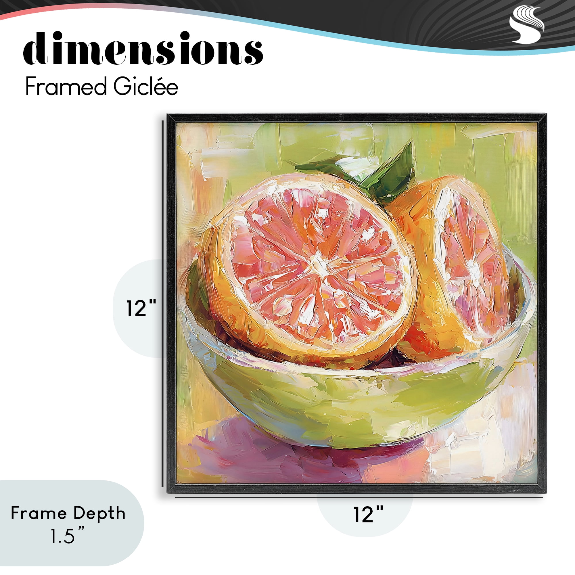 Stupell Industries Sliced Grapefruit in Bowl Black Framed Giclee Art, design by Riley B