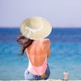 thumbnail image 5 of 56-58 cm circunferencia del sombrero sombrero para el sol de las mujeres protector solar sombrero de paja de playa lazo de encaje sombrero para el sol de verano, 5 of 5