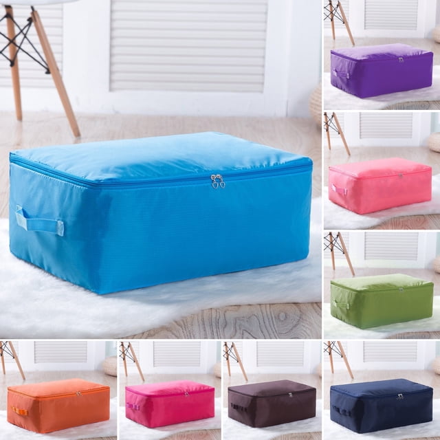 Quilt Storage Bag with 2-Way Zipper Blankets Clothing Organizer Bag Space-saving Moving Bag for Home