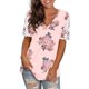 thumbnail image 1 of Gibobby Blusas De Manga Larga Para Mujer Las mujeres ahuecan hacia fuera la de impresión de manga corta con cuello en V camiseta blusa Tops（Rosa， S), 1 of 4