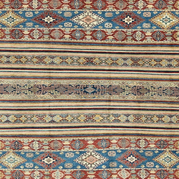Ahgly Company Machine Washable Indoor Square Abstract Brown Area Rugs, 4' Square