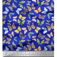 thumbnail image 1 of Soimoi Blue Poly Georgette Fabric Colorful Butterfly Printed Craft Fabric by the Yard 42 Inch Wide, 1 of 5
