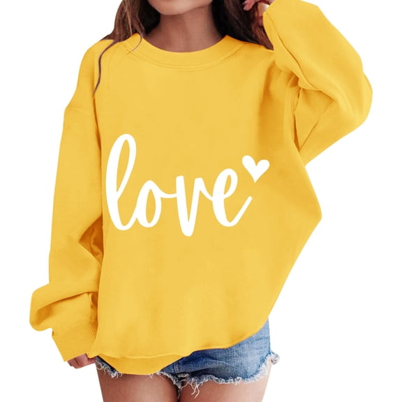 Otqutp Girls Oversized Sweatshirt Cute Heart Print Sweater Preppy Valentines Day Pullover Teens Long Sleeve Crew Neck Shirts