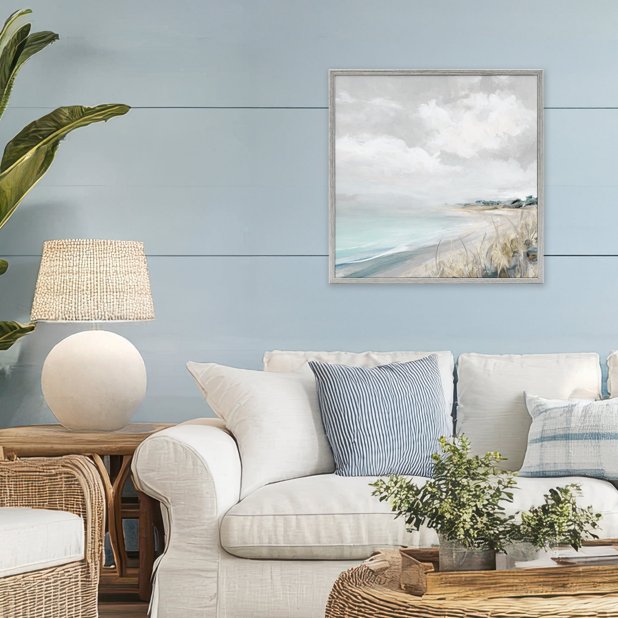 Stupell Industries Coastal Morning By The Dunes Gray Framed Giclee Art, design by Carol Robinson