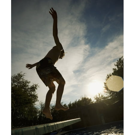Boy Jumping Off Diving Board Stretched Canvas - Kelly Redinger  Design Pics (24 x