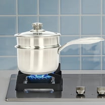 18CM 1297ml Stainless Steel Saucepan with Steamer, Sauce Pan for Cooking with Lid and Handle, Double Layer Steaming Pot Applies To All Kinds of Stoves