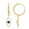 thumbnail image 4 of Rosec Jewels Natural London Blue Topaz Evil Eye Earrings for Women - AAA Quality - Blue Topaz Drop Earrings with Diamond, 18K Yellow Gold, 4 of 8