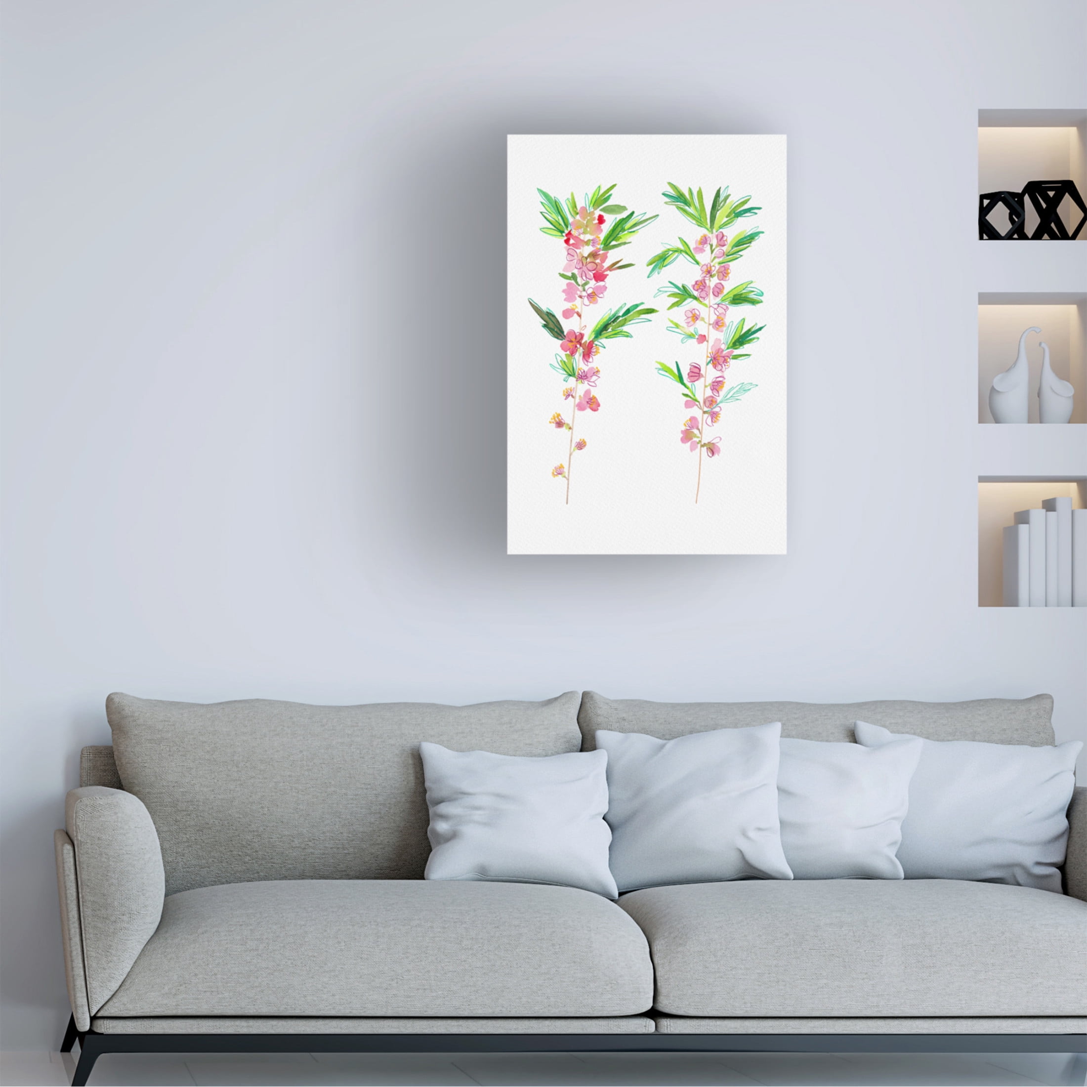 Trademark Fine Art Kata Botanical Dwarf Russian almond or Prunus tenella botanical painting Canvas Wall Art