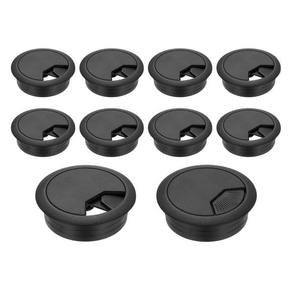 Desk Grommet 2", Plastic Desk Hole Cover Cable Grommet Cord Hole Cover Table Wires Organizer, Black 10 Pcs