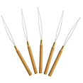 thumbnail image 1 of 5 extensiones de cabello de madera, enhebrador de agujas, herramienta de gancho para tirar de alambre para cuentas y plumas de microenlaces de silicona, juego de 5 para extensiones de cabello o plumas, 1 of 5