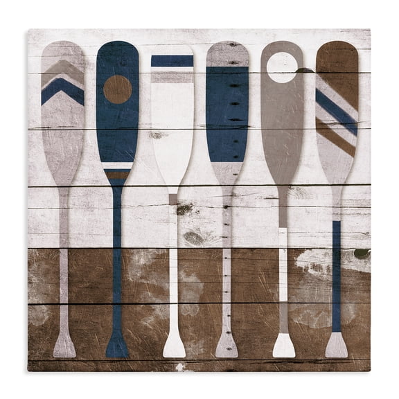 Stupell Industries Rustic Lodge Rustic Ocean Paddle Ores Canvas Art, 17 x 17, by Milli Villa