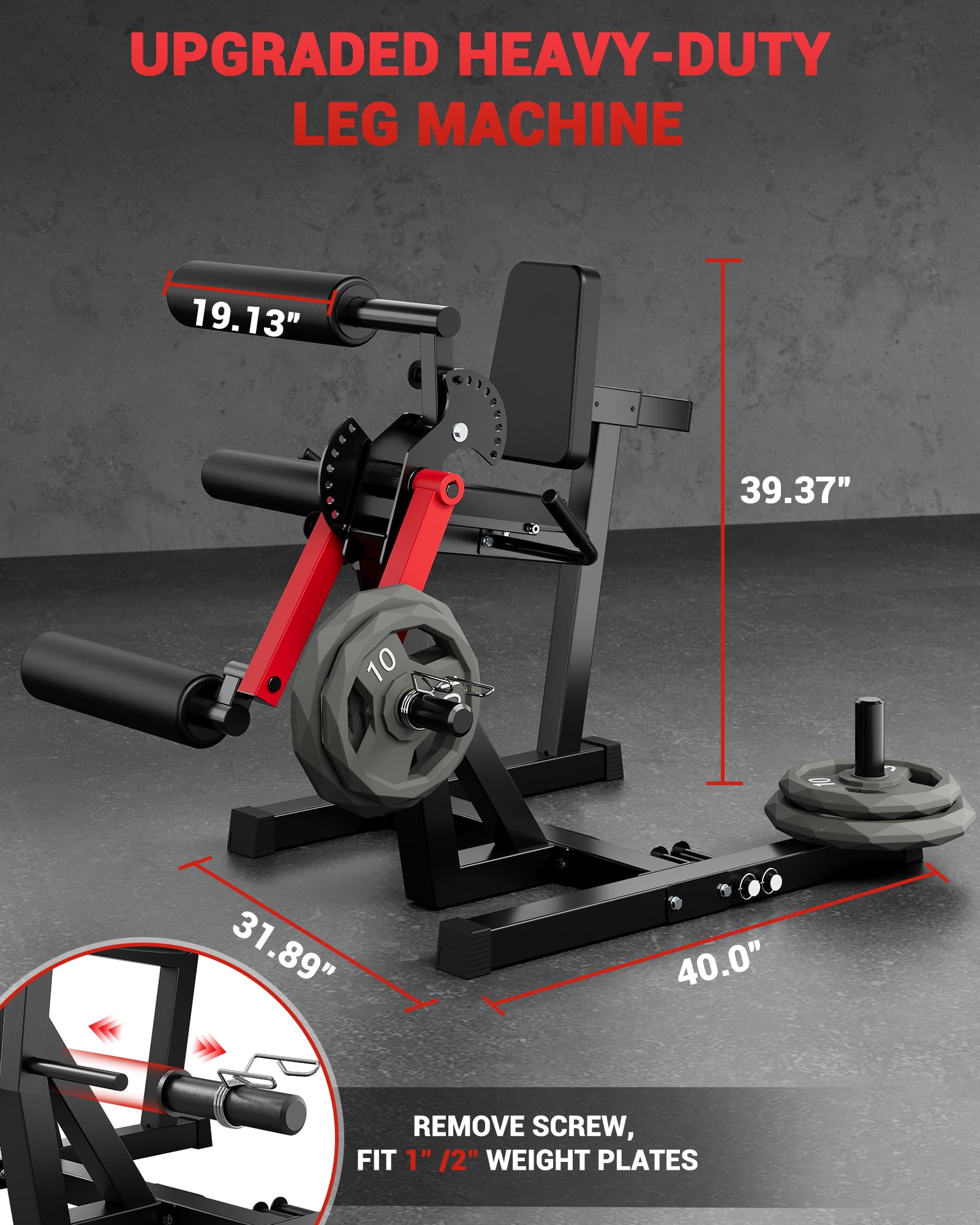Leg Extension and Curl Machine for Home Gym, 700LB Adjustable Leg Curl Machine for Lower Body Workouts, Seated Leg Workout Equipment Compatible with 1'' and 2'' Weight Plates