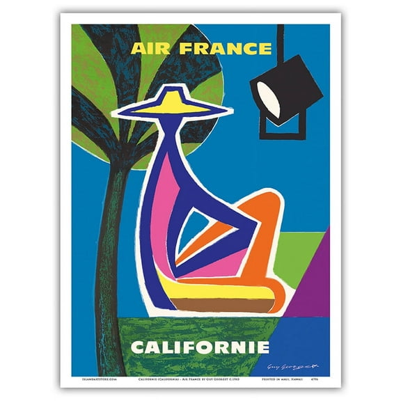 Californie (California) - France - Vintage Airline Travel Poster by Guy Georget c.1963 - Master Art Print (Unframed) 9in x 12in