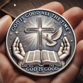 thumbnail image 1 of I In God Prayer Commemorative Old Metal Collector Inspirational Amulet, 1 of 4