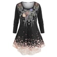 thumbnail image 1 of Camiseta Estampado Fuegos Artificiales de Talla Extra Rosegal  Mangas largas de talla grande, 1 of 5