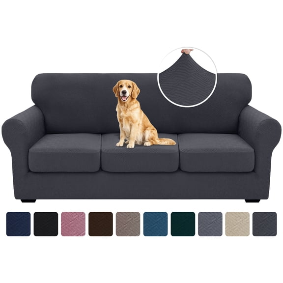 XYMHUN 4-Piece Sofa Cover Stretch Couch Cover Washable Sofa Slipcover Furniture Protector with 3 Cushion Covers,Sofa Dark Gray
