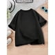 thumbnail image 2 of Camiseta negra de cuello redondo con estampado de gato que brilla en la oscuridad para niña. Camiseta informal de manga corta de verano 2025. Tejido de punto transpirable para jugar al aire libre. La, 2 of 6