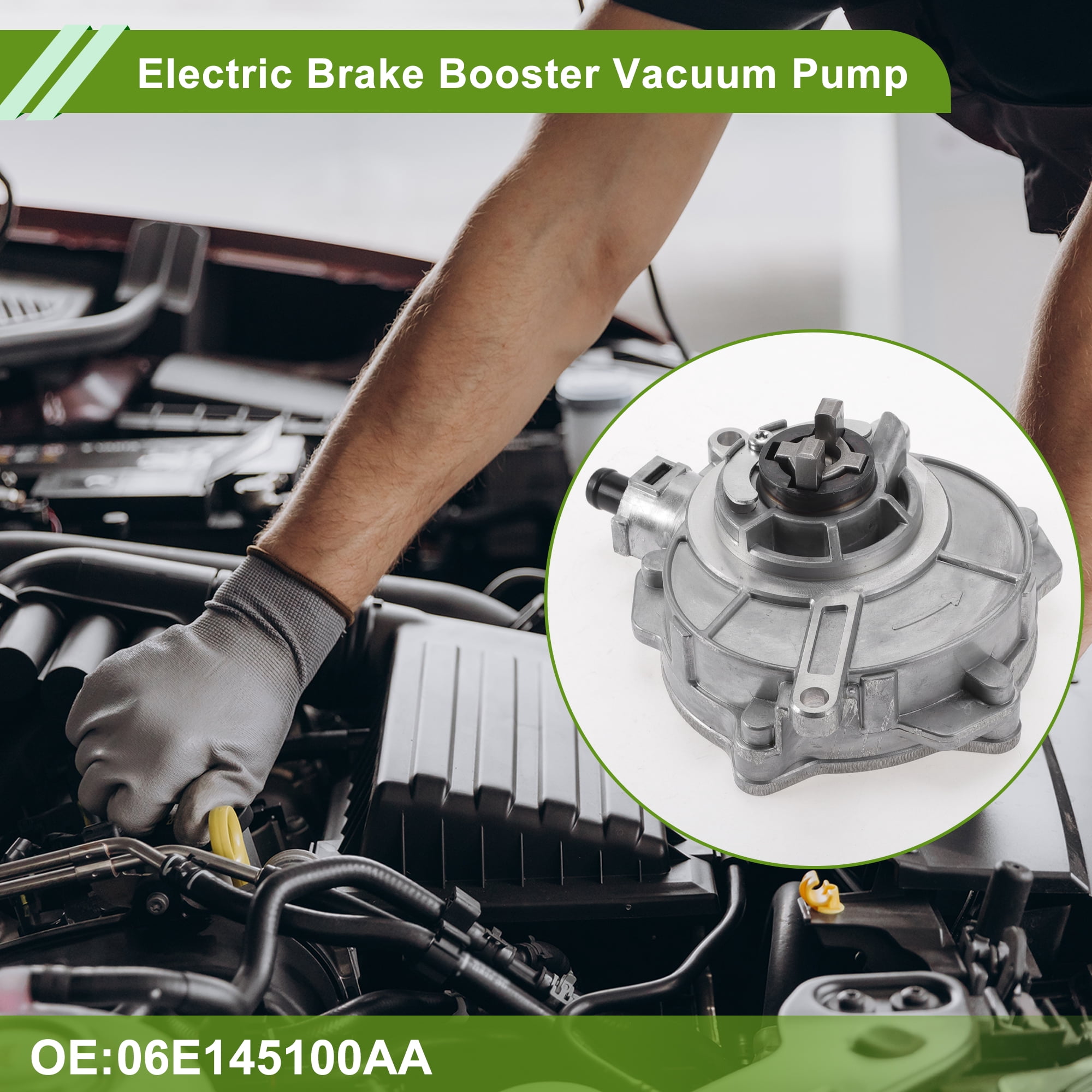 Unique Bargains Brake Vacuum Pump No.06E145100AA Engine Vacuum Pump for Audi A4 Quattro V6 3.2L 2009 Aluminum Alloy Silver Tone 1 Pc