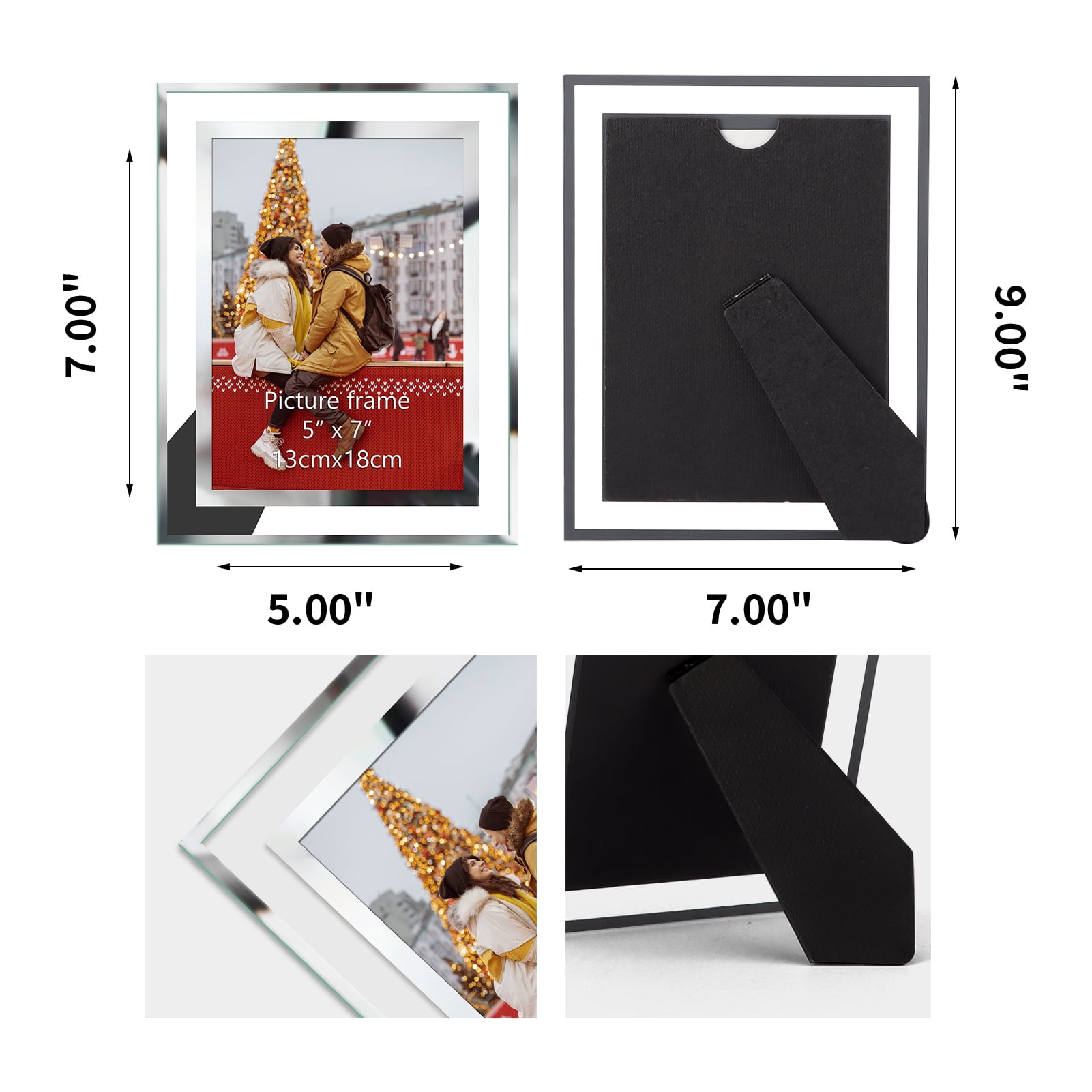 12 Pack 5x7 Glass Picture Frames Set, Clear Floating Photo Frames for Desktop Display, Gift for Father' s Day or Wedding