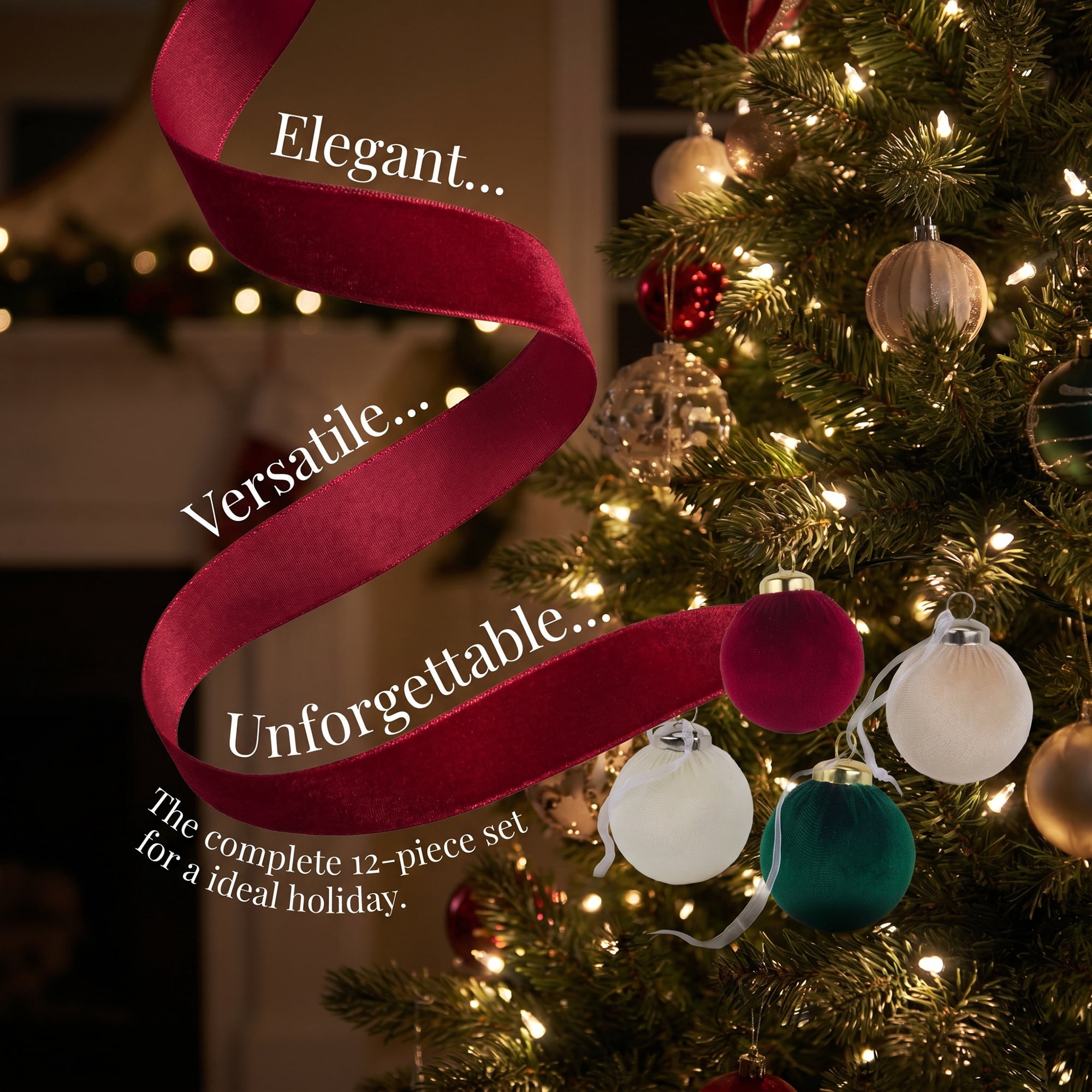 Unique Bargains Velvet Christmas 12 Pack Flocked Sphere Orbs Luxury Ornaments Style B 2.4"