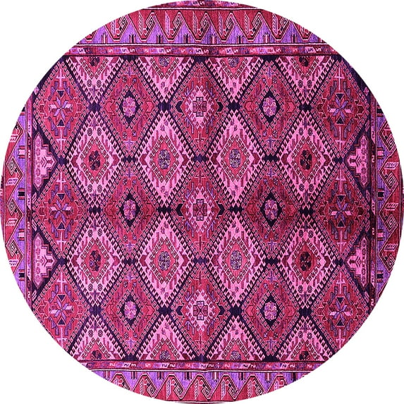 Ahgly Company Indoor Round Oriental Pink Industrial Area Rugs, 3' Round