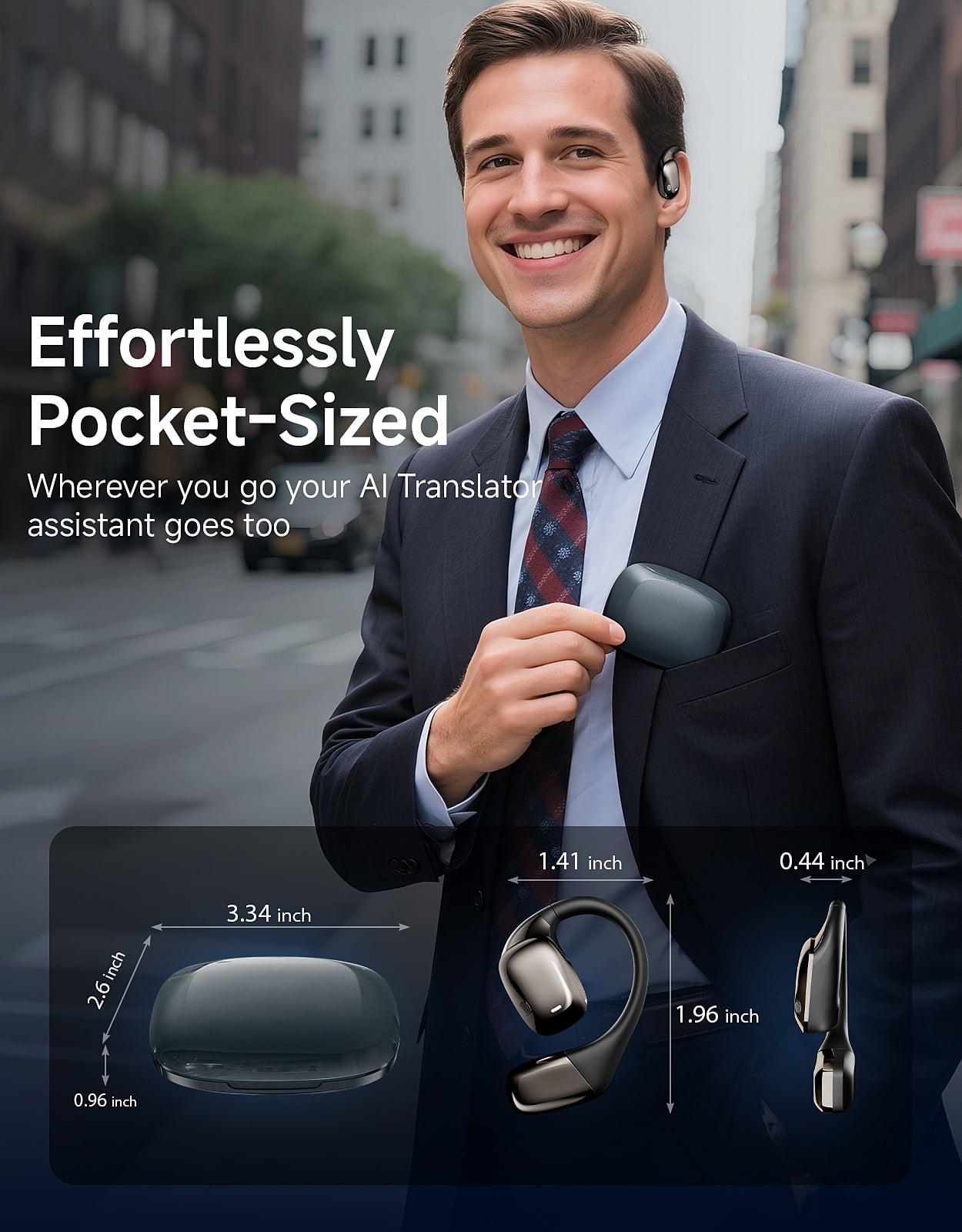 AI Translation Earbuds, Real-Time 144-Language Translator Earbuds with App for iOS & Android, 3-in-1 Wireless Bluetooth Earbuds for Travel, Business & Language Learning