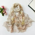 thumbnail image 2 of Charmgo Silk Scarf Clearance, Womens Fashion Lightweight Floral Print Scarf Sunscreen Shawl Wraps for Spring, Hair Scarf for Women Khaki One Size, 2 of 3