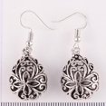 thumbnail image 3 of 1 par de pendientes de gota de agua con diseño de flores bordadas de Metal, pendientes colgantes de plata tibetana antigua, joyería Vintage para mujer, nuevo, 3 of 4