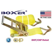 (6) Boxer Dual Locking DOT 4" X 30' Ratchet Straps W/ Wire Hooks Flatbed Truck Trailer Tie Down 5400 LB US Made