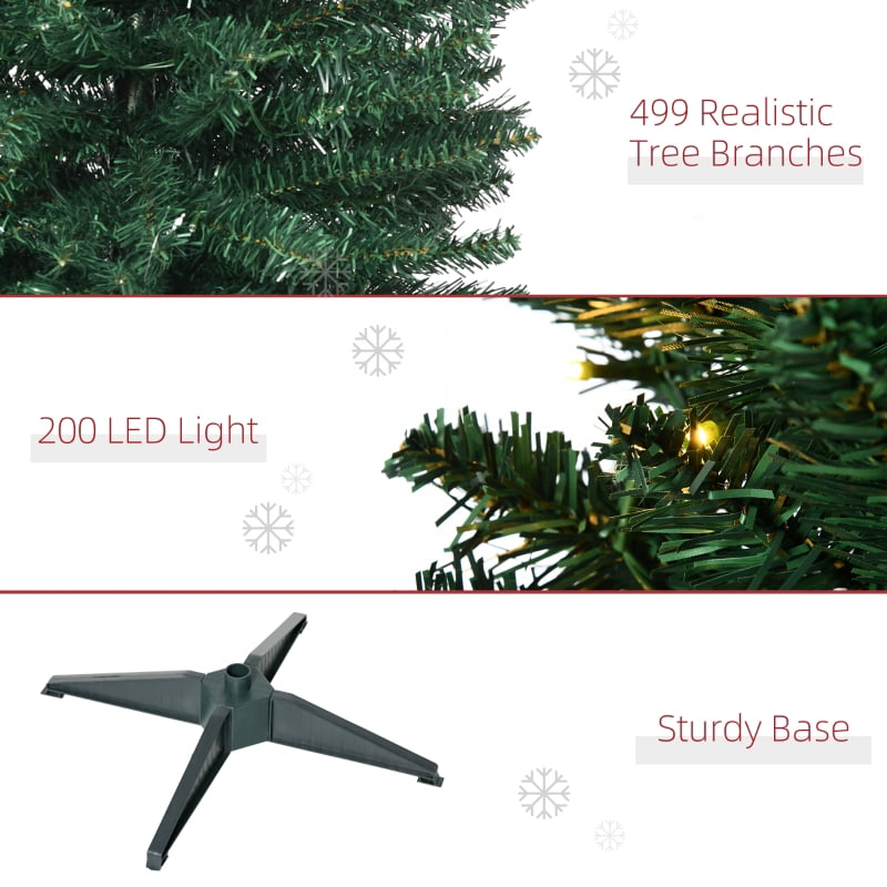 Alvantor Pre-Lit Pencil Christmas Tree with 200 LED Lights and 499 Tips, Slim Noble Fir 7' Green
