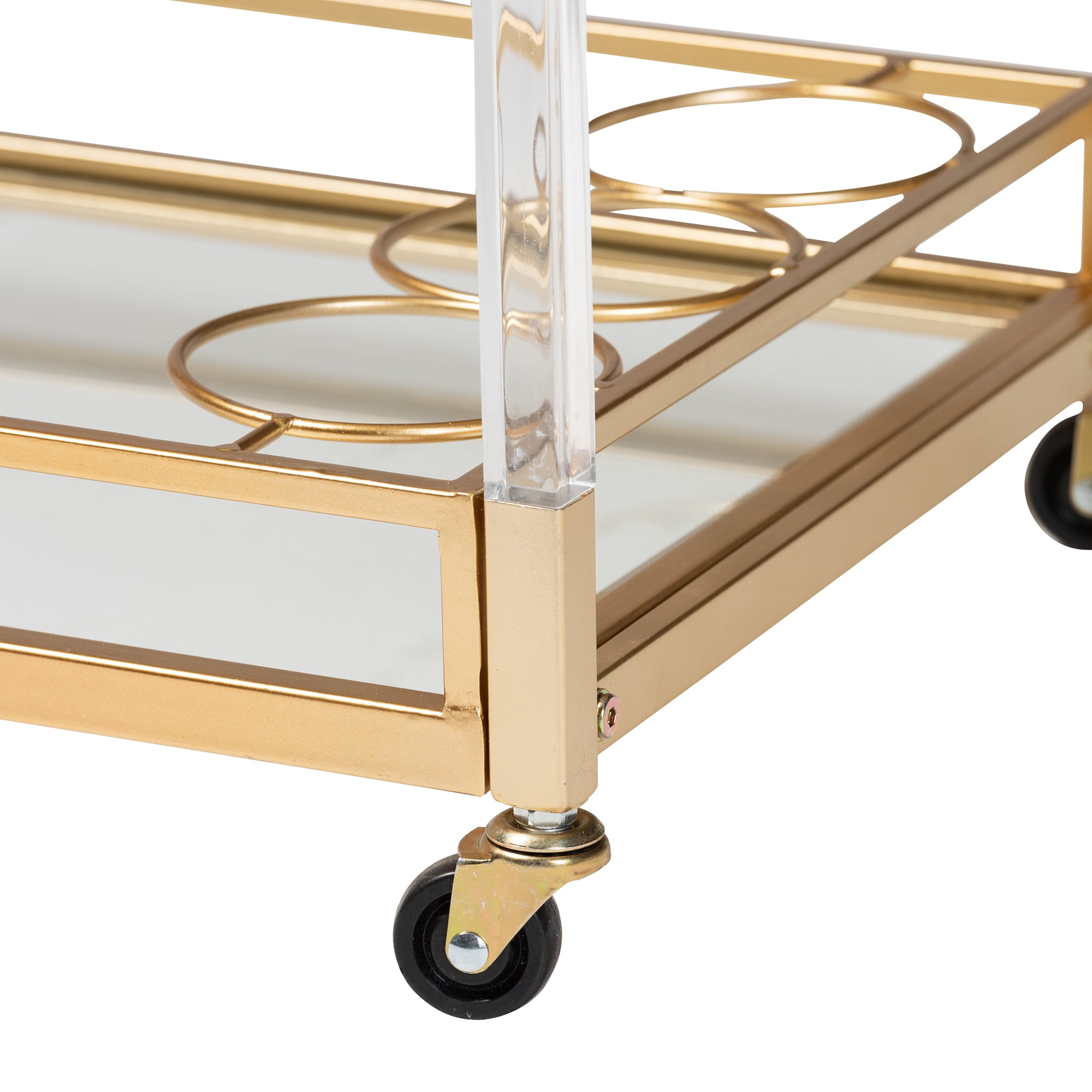 Baxton Studio Savannah Contemporary Glam and Luxe Gold Metal and Glass Wine Cart