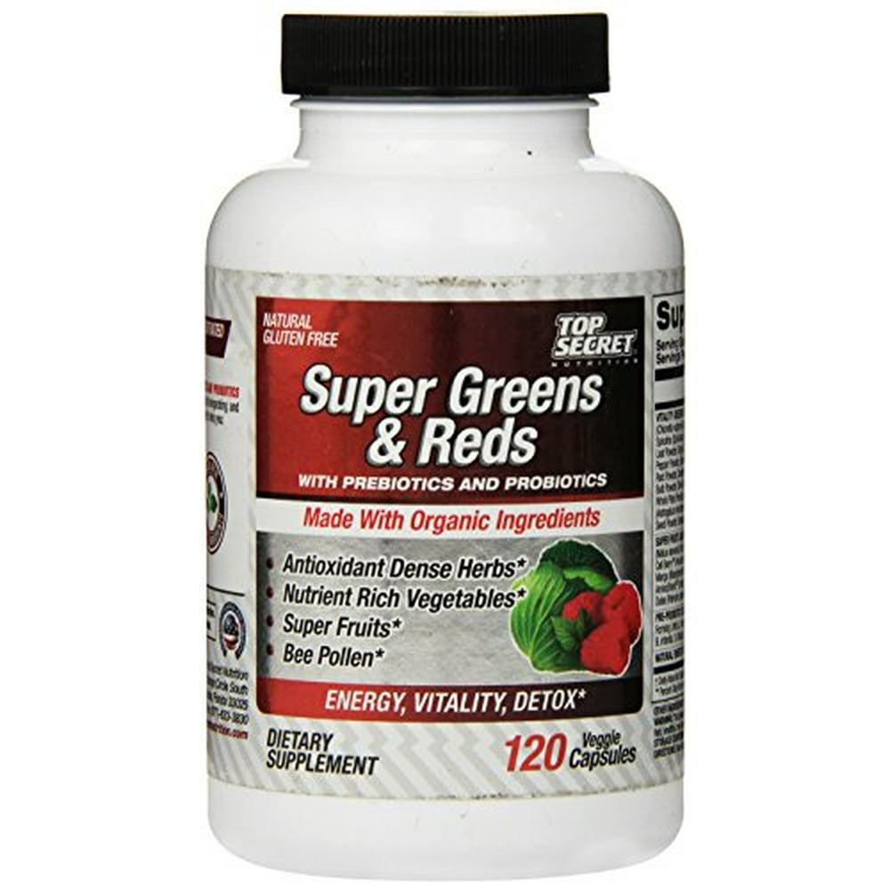 Top Secret Nutrition Super Greens and Reds 120 Vegetarian Capsules