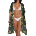 thumbnail image 3 of Xoenoiee Palm Tree Jamaica Flag Print Womens Swimsuit Coverups Half Sleeve Kimono Cardigan Bathing Suit Cover Up Bikini Swimwear Open Front Cover Ups Beach Outfits, 3 of 7