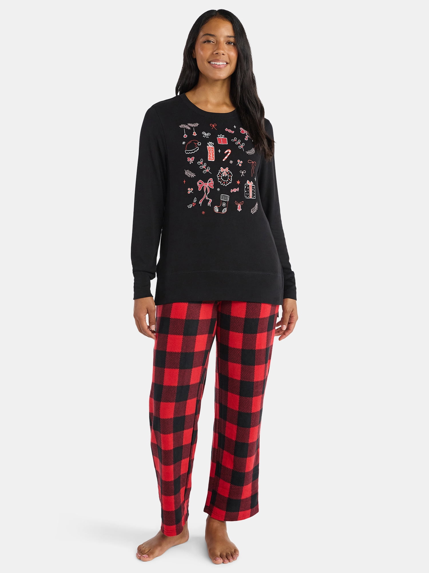Women's Christmas Holiday Spread Crewneck Hacci Top from Holiday Time, Sizes S-XXXL