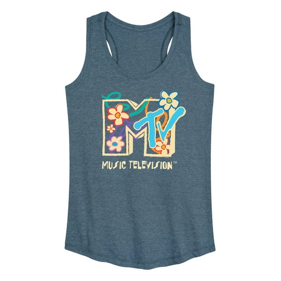 MTV - Drawn Floral Logo  - Women's Racerback Tank Top