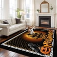 thumbnail image 2 of Area Rug for Living Room, Happy Halloween Non-Slip Indoor Ex Large Carpet for Bedroom/Dining Room, Orange Scary Black Castle Skull Birds Washable Low-Profile Rectangle Floor Runner Rugs - 8 x 10 Ft, 2 of 8