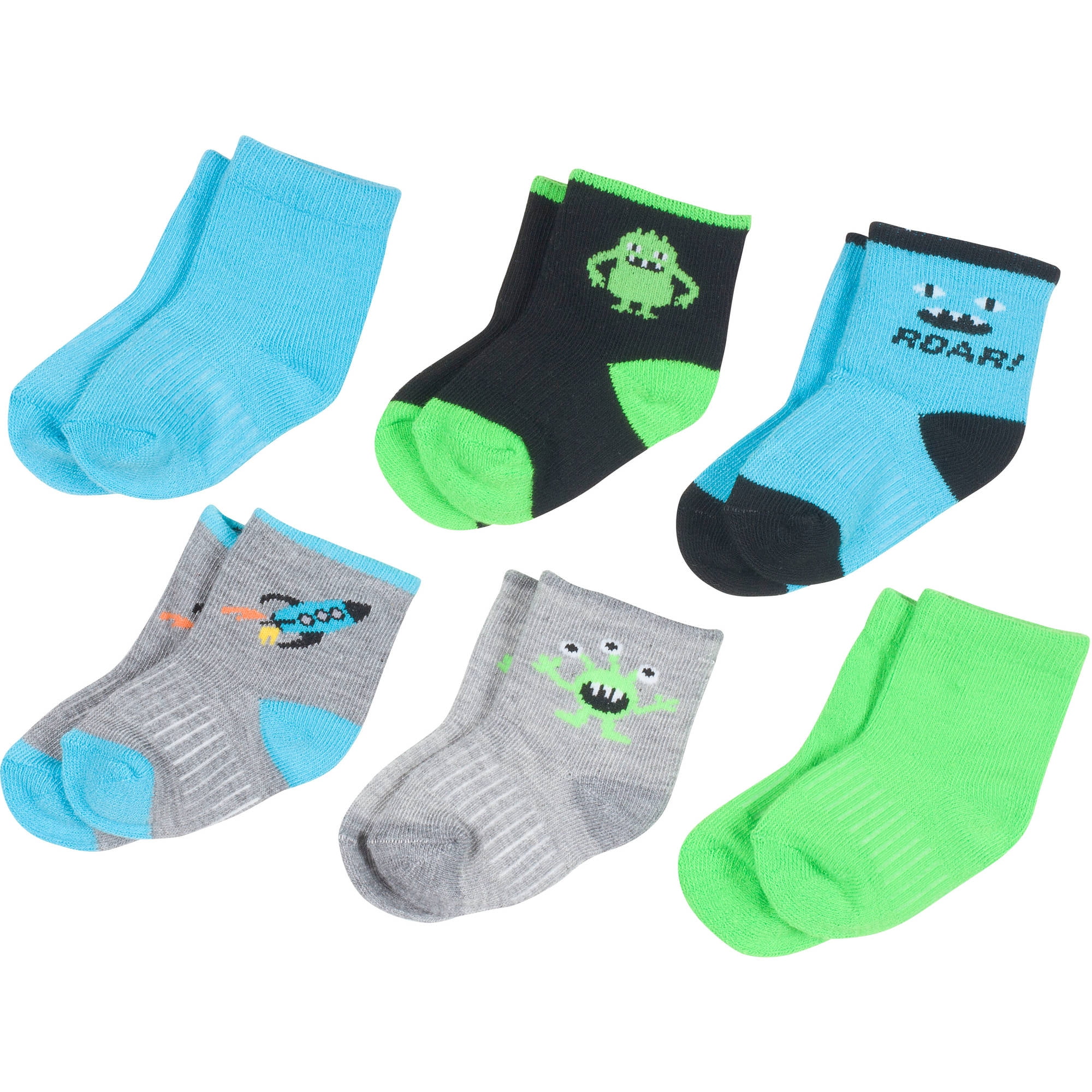 by Peds, Boy Infant, Monsters, 6 Pairs 