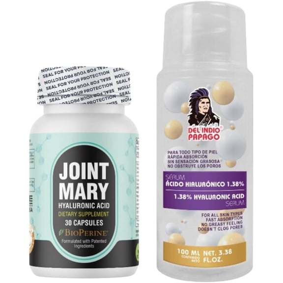 Joint mary hyaluronic acid capsules(30 Capsules) Hyaluronic Acid Serum(100ml) – Ultimate Skin & Joint Health Bundle for Hydration