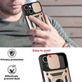 thumbnail image 4 of Case for Apple iPhone 13 Pro Max with Slide Camera Cover,Military Grade Heavy Duty Protection Phone Case Cover with Magnetic Ring Kickstand for iPhone 13 Pro Max SJ Gold, 4 of 13