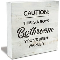 Cskhip Caution This is a Boys Bathroom You've Been Warned Bathroom Wood Box Sign Rusitc Farmhouse Boy Bathroom Restroom Toilet Desk Shelf Decor 5"x 5"