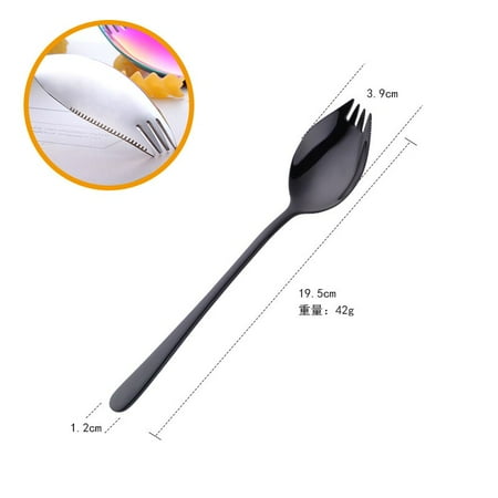 

Creative Design Kitchen Tableware Tools 3 in 1 Stainless Steel Colorful Sporks Dessert Fork Spoon Noodles Salad Fruit Utensils