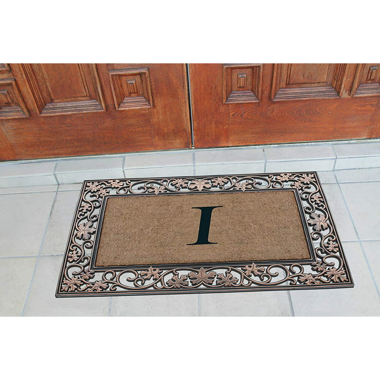 A1hc Rubber and Coir Dirt Trapper Heavy Weight Large Monogrammed Doormat 23 inchx 38 inch, Size: 23 inch x 38 inch, A1HOME200029BL-F