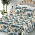 thumbnail image 3 of Ambesonne Tropical Fitted & Flat Sheet with Shams 4 Pcs Set, Exotic Watercolor Foliage, King, Hunter Green Teal and Blue, 3 of 5