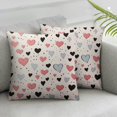 Love Hearts Pillow Cover 18x18 Inch, Grey Pink Cartoon Throw Pillow