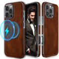 thumbnail image 1 of Funda de piel LOHASIC diseñada para iPhone 16 Pro, color marrón oscuro, 1 of 6