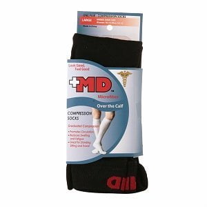 MD USA Flat Knit Micro-Fiber Compression Socks, Black, Large