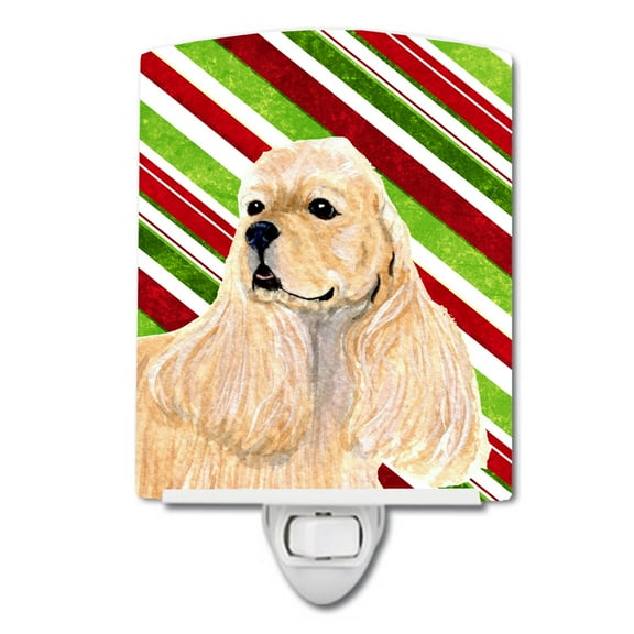 Caroline's Treasures SS4591CNL Cocker Spaniel Candy Cane Holiday Christmas Ceramic Night Light, 6x4x3", multicolor