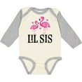thumbnail image 3 of Inktastic Little Sister Girls Lil Sis Flamingo Girls Long Sleeve Baby Bodysuit, 3 of 5