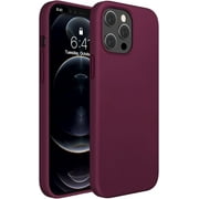 Miracase Compatible with iPhone 12 Pro Max Case 6.7 inch [Soft Anti-Scratch Microfiber Lining], Liquid Silicone Case Gel Rubber Full Body Protection Shockproof Drop Protection Case(Wine Red)