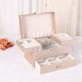 thumbnail image 6 of Unique Bargains 3 Layer Jewelry Box PU Leather Organizer Beige, 6 of 7